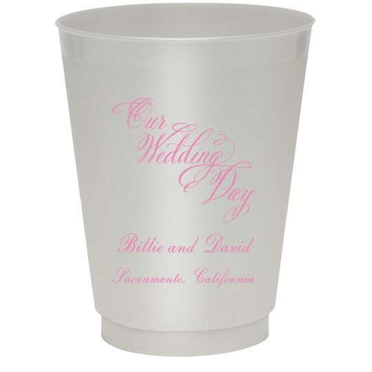 Elegant Our Wedding Day Colored Shatterproof Cups